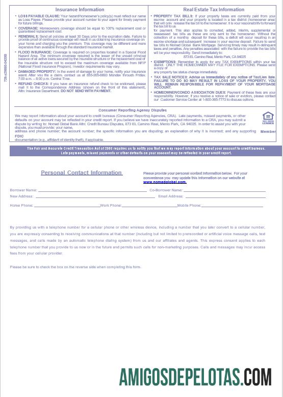 Extrato de hipoteca do USA Nomad Global Bank em formatos Word e PDF, 3 páginas 3 exemplo real